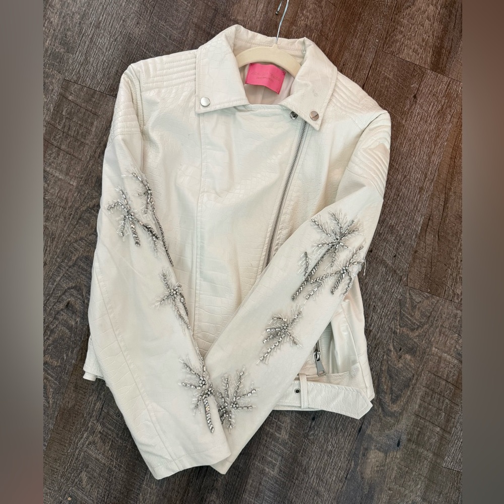 Azalea Wang Women's White Embellished Leather Jacket - Picture 4 of 11